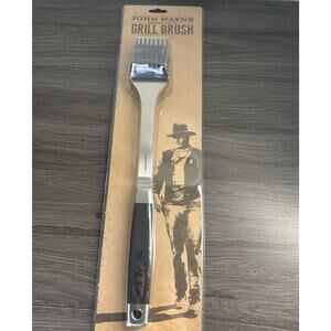 John Wayne BBQ Heavy Duty Grill Brush New In Package Ergonomic Handle Steel